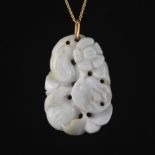 Carved Jadeite Pendant on Gold Chain