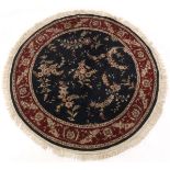 Very Fine Hand Knotted Silk and Wool Tabriz Sculpted Round Carpet