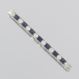 Ladies' J. E. Caldwell & Co. Edwardian Platinum, Blue Sapphire and Diamond Bar Pin