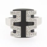 Ladies' Gold, Black Onyx and Diamond Fashion Ring