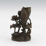 Chinese Bronze Incense Stick Holder, Lotus Flowers and Fish