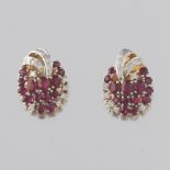 Pair of Gold, Diamond, and Ruby Earrings