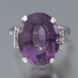 Ladies' Gold, Amethyst and Diamond Adjustable Size Ring