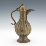 Traditional Mogul Style Hand Wrought and Chased Brass Coffee Pitcher