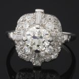 Art Deco Platinum 1.54 ct Diamond Ring