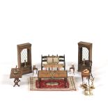 Vintage Doll House Rustic and Inlaid Furniture Room