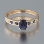 Ladies' Gold, Blue Sapphire and Diamond Ring