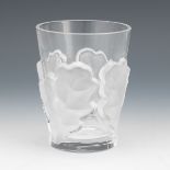 Lalique Clear and Frosted Crystal Cabinet Vase, "ChÃªne" Pattern