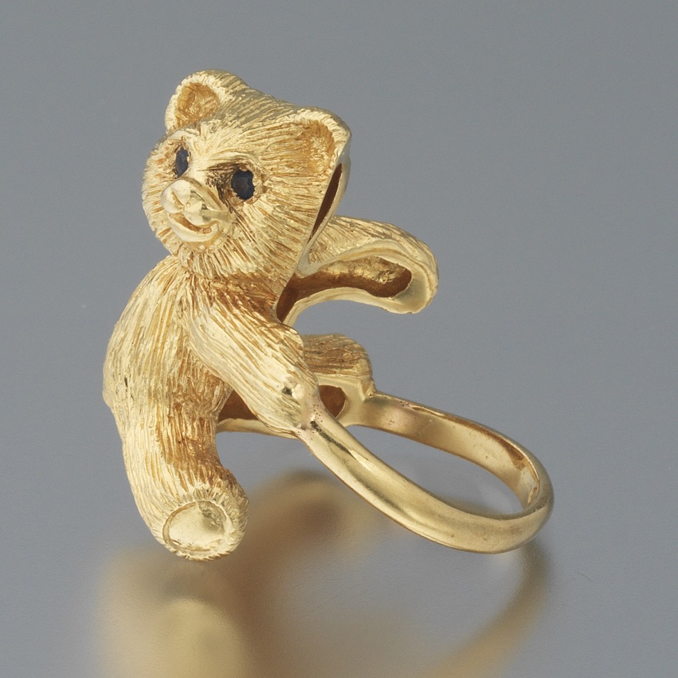 Ladies' Gold and Blue Sapphire Teddy Bear Ring - Image 6 of 8
