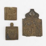 Three Brass Miniature Icons