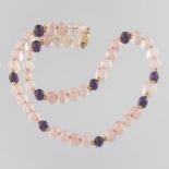 Ladies' Gold, Amethyst and Rose Quartz Necklace