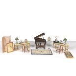 Vintage Doll House Musical Salon with Piano Music Box