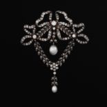 A Victorian Diamond and Pearl Brooch, ca. 1880