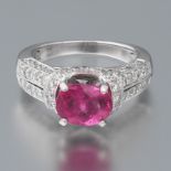 Ladies' Gold, Pink Tourmaline and Diamond Ring