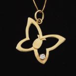 Ladies' Butterfly Gold and Diamond Pendant on Gold Chain