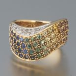 Ladies' Rainbow Color Gemstone and Diamond Ring