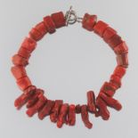 Ladies' Sterling Silver and Coral Branch Chocker Necklace