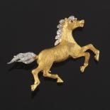 Gold and Diamond Horse Brooch