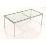 Milo Baughman Chrome and Glass Table with Two Leaves
