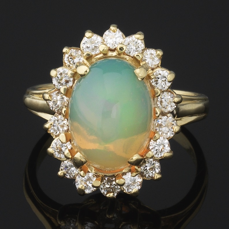 Ladies' Gold, Opal and Diamond Cocktail Ring