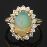 Ladies' Gold, Opal and Diamond Cocktail Ring