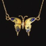 Ladies' Elegant Gold and Enamel Butterfly Necklace