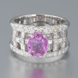 Ladies' Pink Sapphire and Diamond Ring