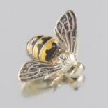 Ladies' Italian Sterling Silver and Enamel Bee Pin/Brooch