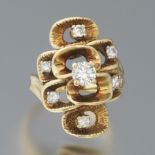 Ladies' Modernist Gold and Diamond Ring