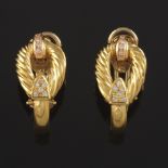 Ladies' Italian "1879" Pair of Gold and Diamond Earrings