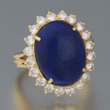 Ladies' Gold, Lapis Lazuli and Diamond Ring