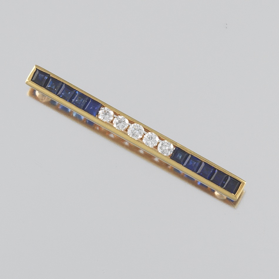 Sapphire and Diamond Bar Brooch - Image 3 of 7