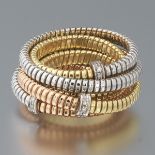 Tri-Color Gold Band with Diamonds