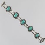 Ladies' Egyptian Silver and Steatite Scarab Bracelet, ca. 1916-1946