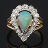 Ladies' Gold, Opal and Diamond Ring