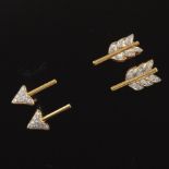 Pair of Clip-on Arrow Gold and Diamond Earrings