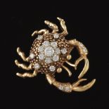 Gold and Diamond Crab Brooch
