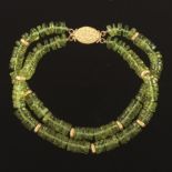 Ladies' Double Strand Peridot and Gold Bracelet