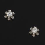 Ladies' Retro Pair of Gold and Diamond Stud Earrings