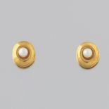 Pair of Gold and Pearl Stud Earrings