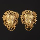 Ladies' Pair of Gold and Diamond Lion Earrings