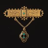 Ladies' Victorian Gold, Enamel and Turquoise Pin/Brooch