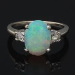 Ladies' Gold, Opal and Diamond Ring