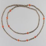 Ladies' Retro Dutch Silver and Carnelian Bead Necklace