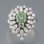 Ladies' Irradiated Green Diamond and White Diamond Cocktail Ring