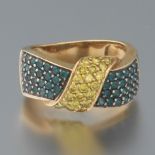 Ladies' Blue and Yellow Diamond Ring