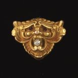 Victorian Gothic Revival Gold, Diamond and Ruby Lion Stick Pin