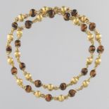 Ladies' 18k Gold and Tiger Eye Bead Necklace