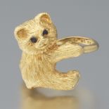 Ladies' Gold and Blue Sapphire Teddy Bear Ring