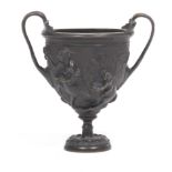 Grand Tour Neoclassical Bronze Kantharos Cup with Flower Frog, after Antiquity, ca. 19th Century
